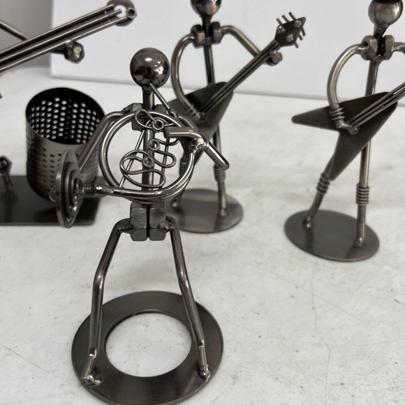 Silvertone Set Of 4 Figurines Bolt Man Guitar Player & Band - Picture 3 of 6